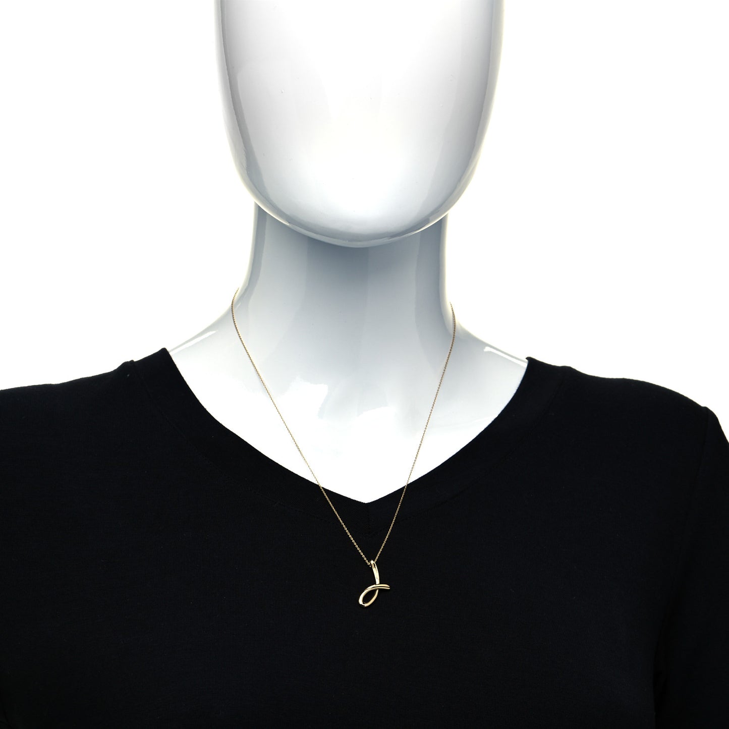 18K Yellow Gold Elsa Peretti Letter J Pendant Necklace