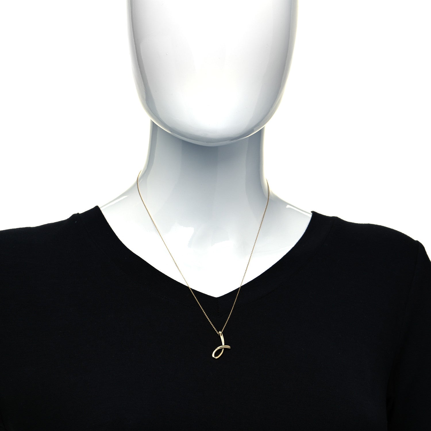Tiffany 18K Yellow Gold Elsa Peretti Letter J Pendant Necklace 2 of 5