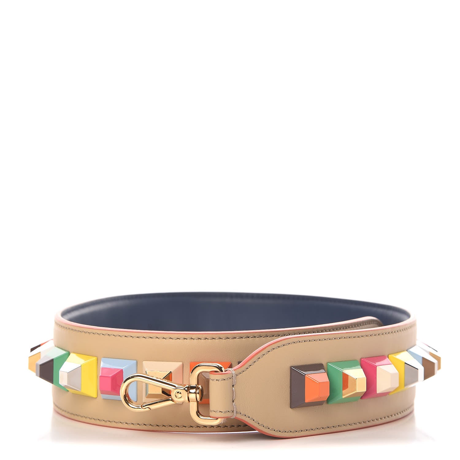 Fendi Vitello Century Plexiglass Bi-Color Studded Strap You Amido Blu Scuro 1 of 7