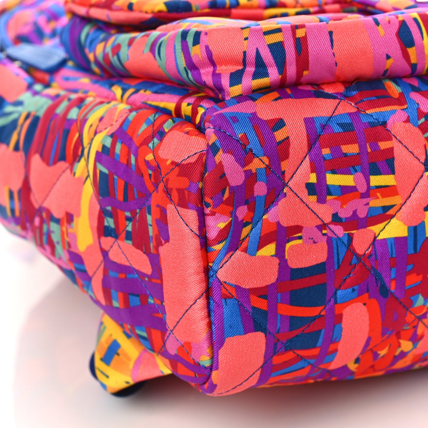 Foulard Fabric Quilted Printed Backpack Pink