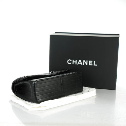 Chanel Lambskin Chevron Quilted Jumbo Double Flap So Black 4 of 7