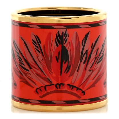 Hermes Enamel Gold Plated Brazil Scarf Ring 1 of 3