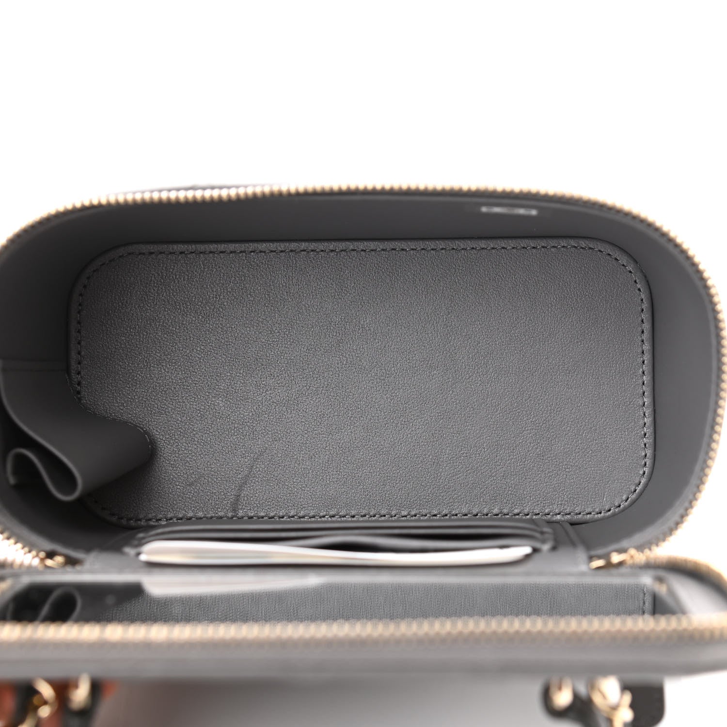 Chanel Lambskin Quilted Small Top Handle Vanity Case With Chain Dark Grey 5 of 12