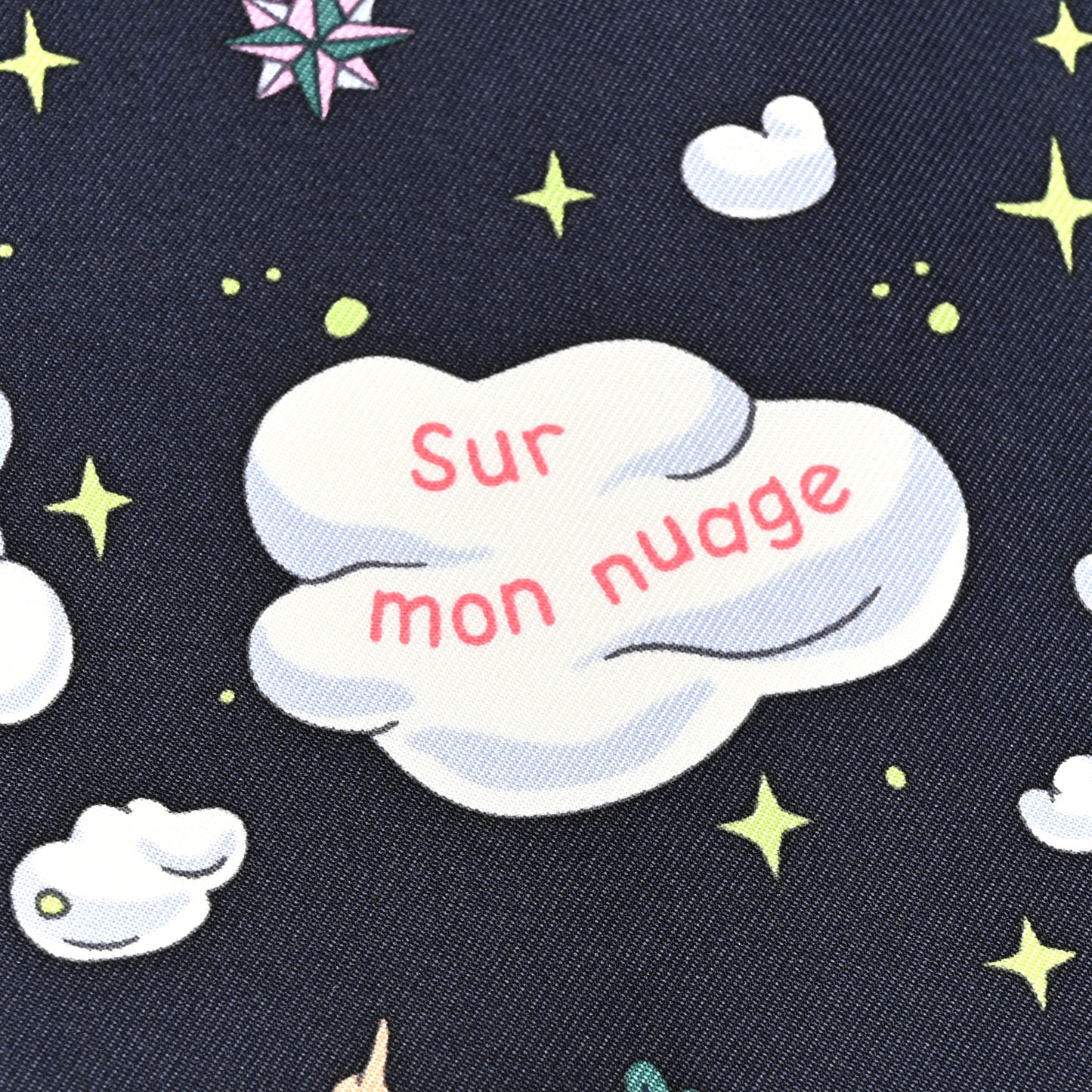 Silk Sur Mon Nuage Scarf 90 Bleu Black Mauve Multicolor