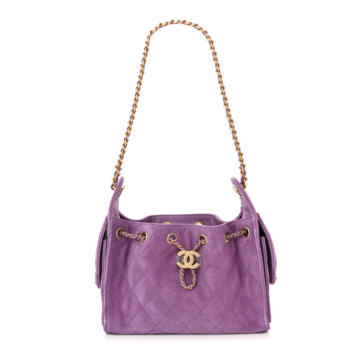 Chanel Suede Quilted Mini Chanel 25 Handbag Purple 1 of 11