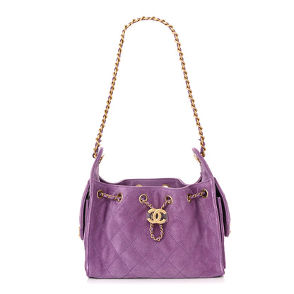 Chanel Suede Quilted Mini Chanel 25 Handbag Purple 1 of 11