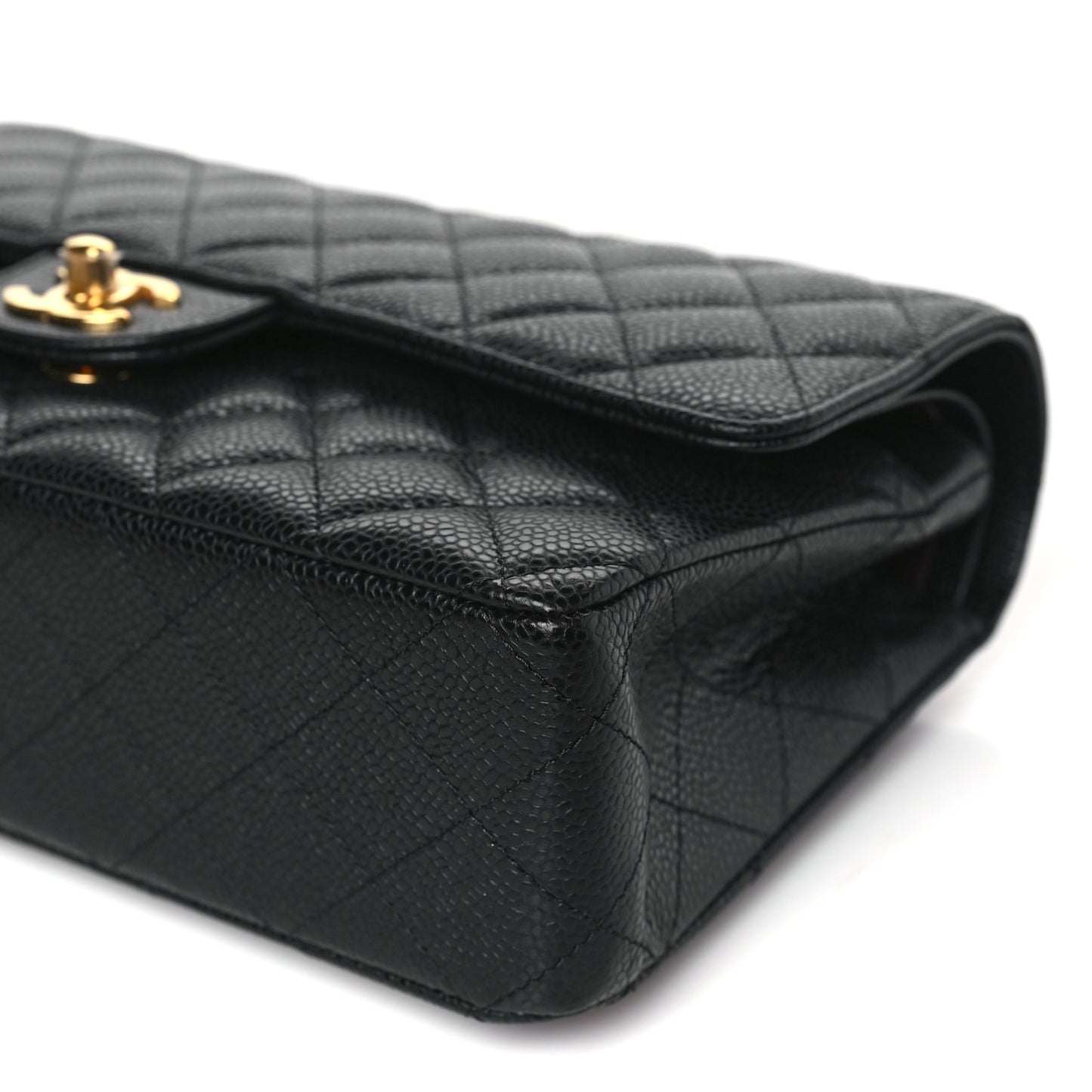 Caviar Quilted Medium Double Flap Black