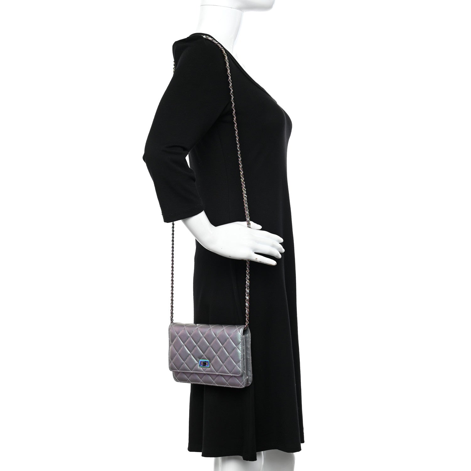 Chanel Iridescent Lambskin Quilted Reissue Wallet On Chain WOC Light Purple 2 of 12
