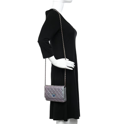 Chanel Iridescent Lambskin Quilted Reissue Wallet On Chain WOC Light Purple 2 of 12