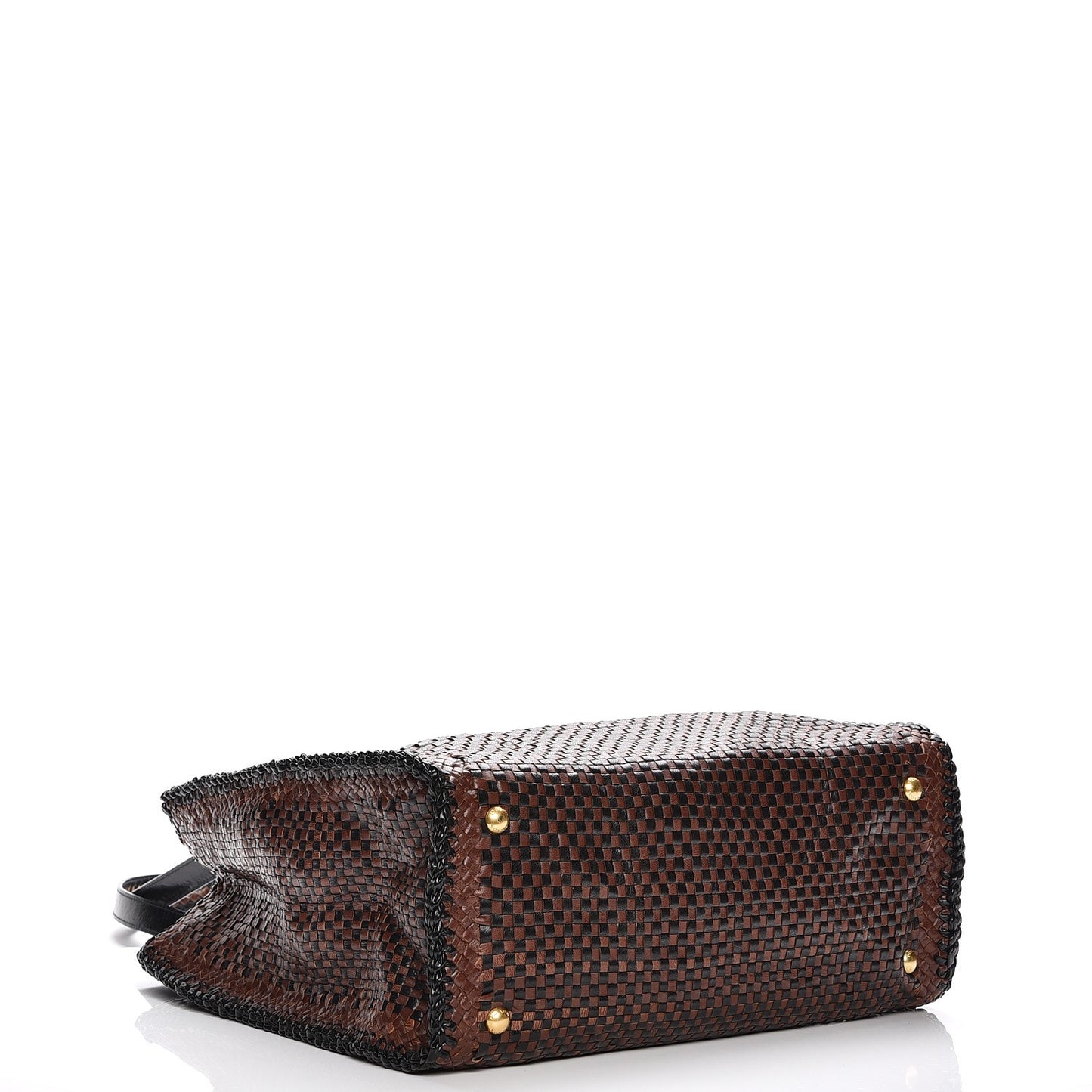 Goatskin Woven Shopping Tote Cacao