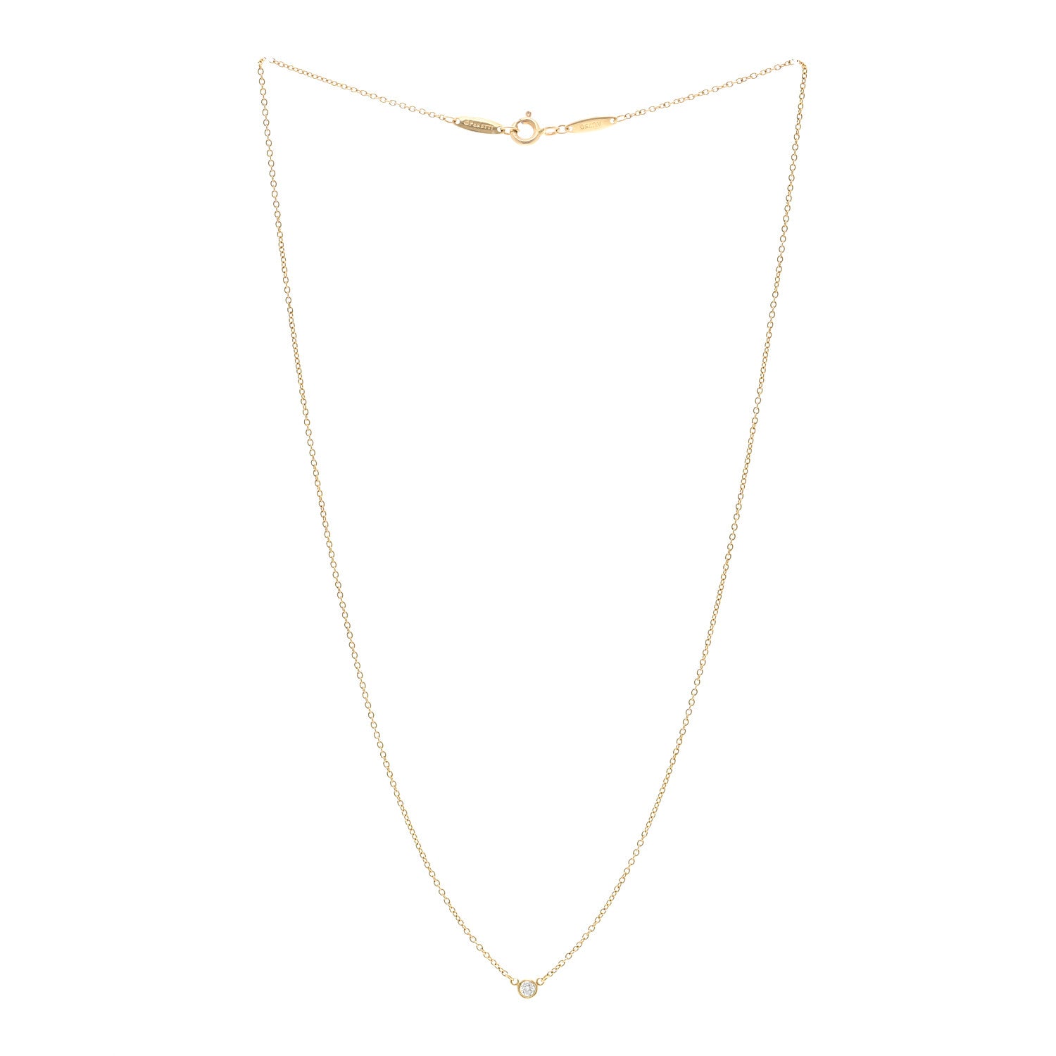 Tiffany 18K Yellow Gold Diamond .05ct Elsa Peretti Diamonds by the Yard Pendant Necklace 3 of 5