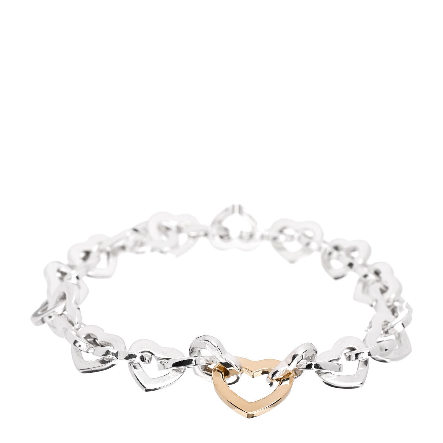 Tiffany Sterling Silver 18K Yellow Gold Heart Links Bracelet 1 of 4