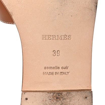 Hermes Box Calfskin Oran Sandals 39 Gold 9 of 11