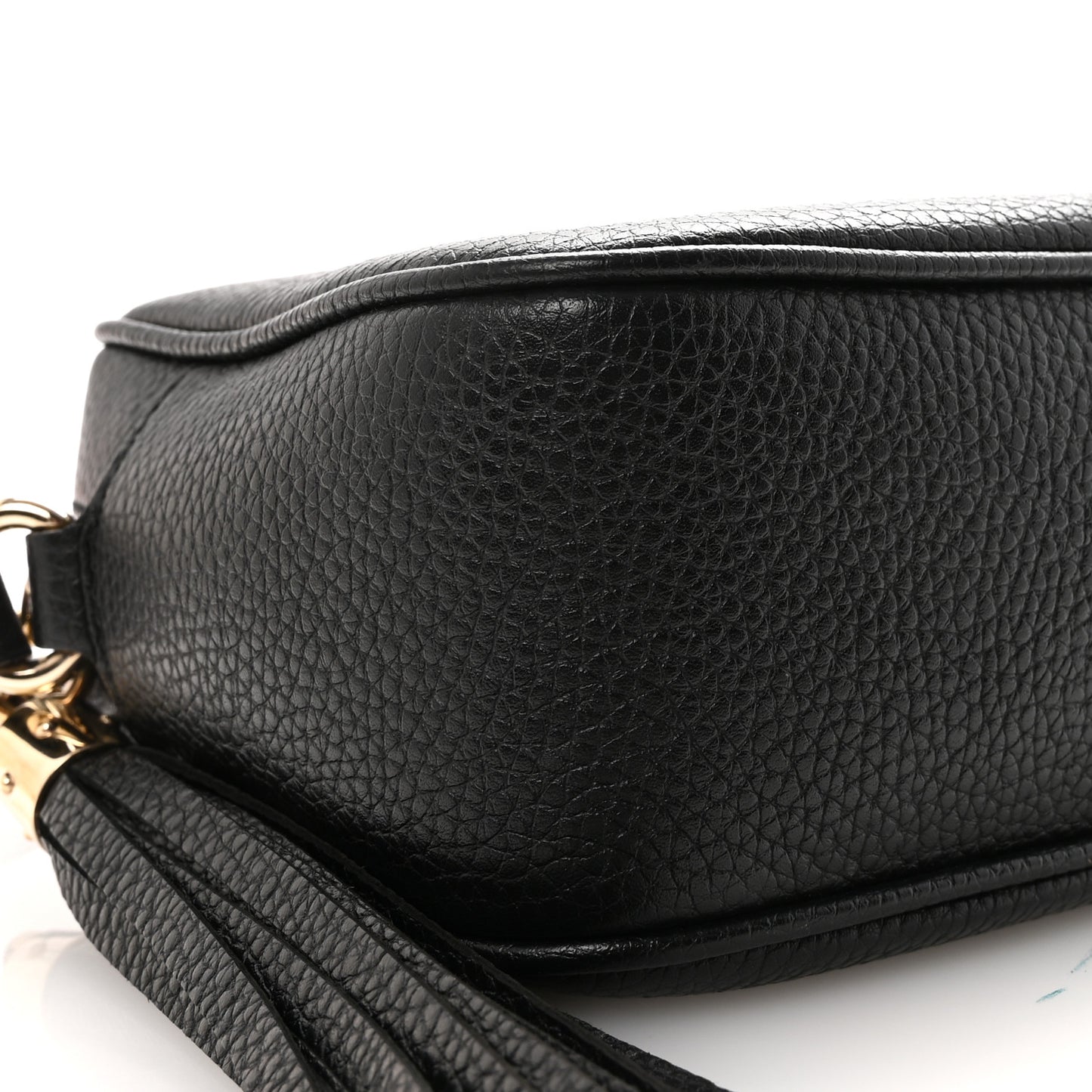 Pebbled Calfskin Small Soho Disco Bag Black