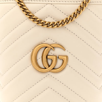 Gucci Calfskin Matelasse Mini GG Marmont 2.0 Bucket Bag White 8 of 11