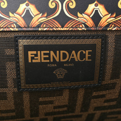 Fendi X VERSACE Calfskin Plexiglass Fendace FF Baroque Print Medium Fendi Sunshine Shopper Tote Black Gold 6 of 11