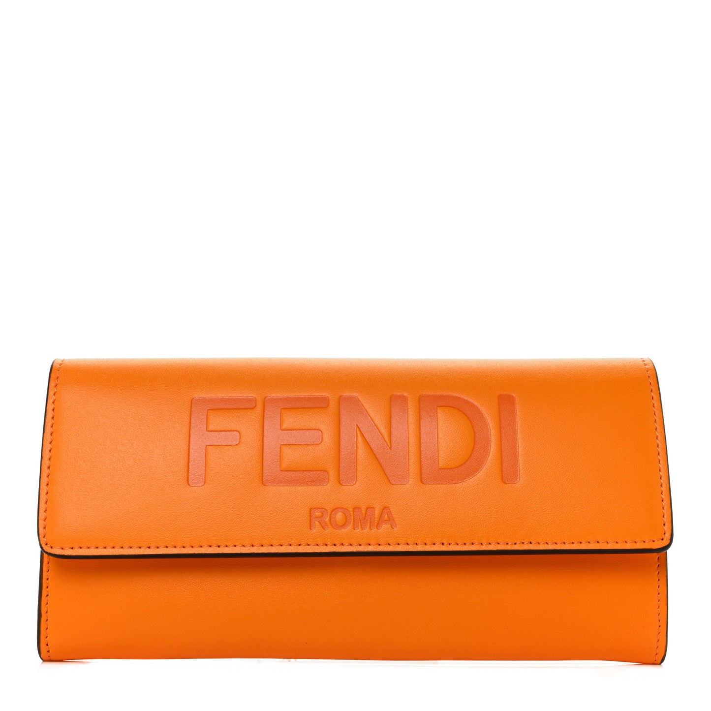 Vitello King Tamponato Logo Embossed Continental Wallet Clementine