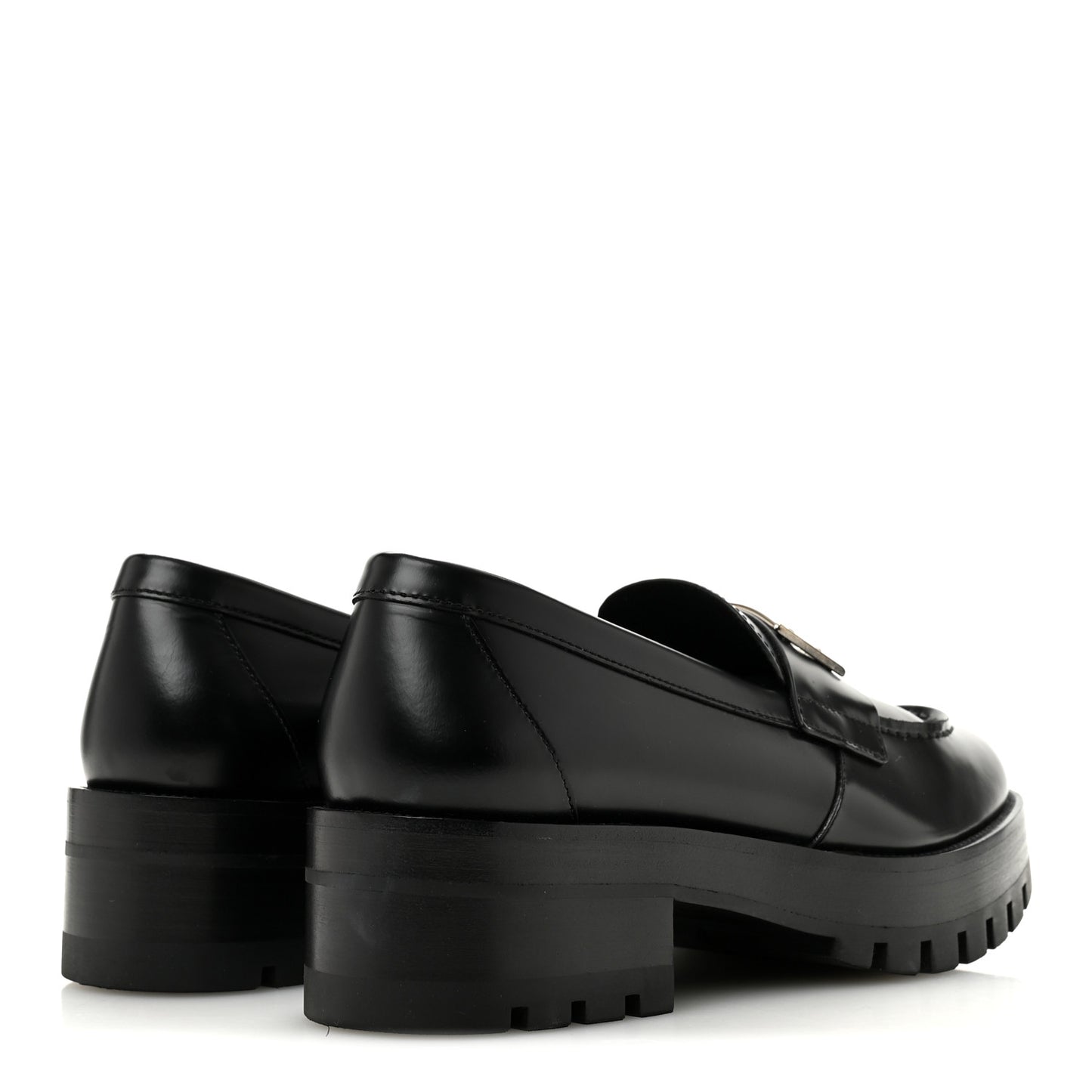 Calfskin Metal CC Loafers 38.5 Black