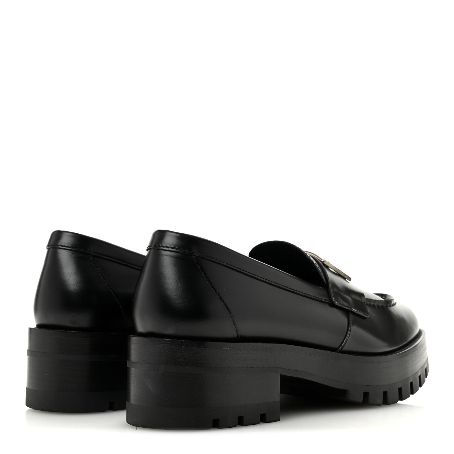 Chanel Calfskin Metal CC Loafers 38.5 Black 5 of 9