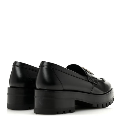 Chanel Calfskin Metal CC Loafers 38.5 Black 5 of 9