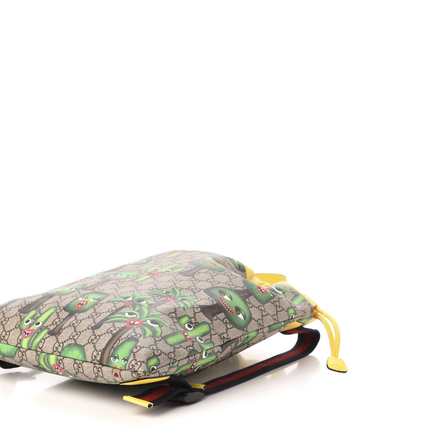 Gucci Soft GG Supreme Monogram Smiling Plants Childrens Drawstring Backpack Beige Ebony Multicolor Crop 9 of 10
