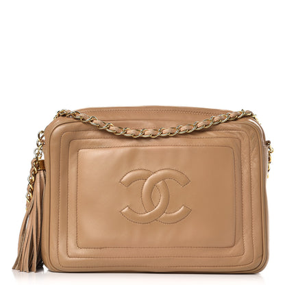 Chanel Lambskin Chevron Tassel Camera Case Taupe 1 of 9