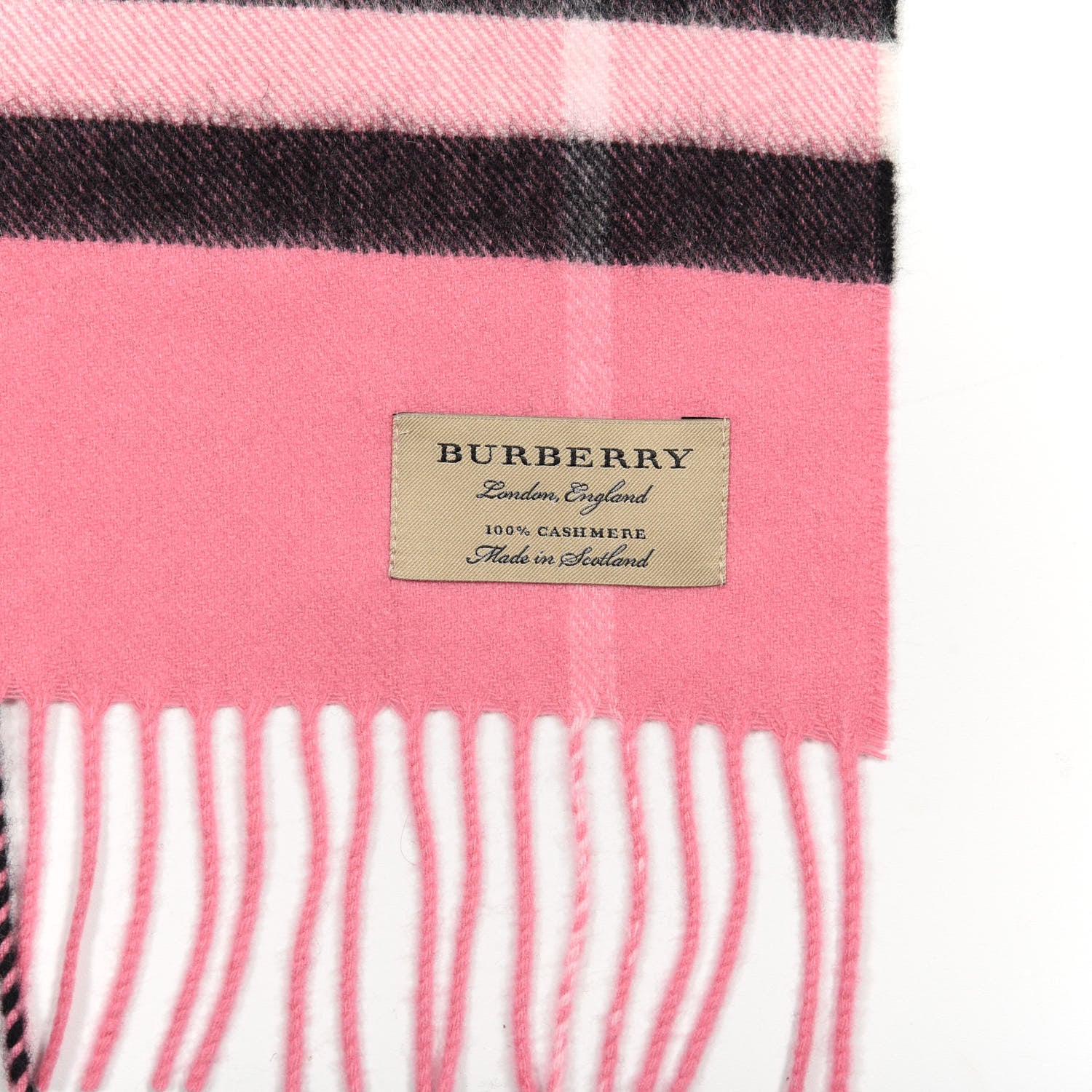 Burberry Cashmere Giant Check Fringe Scarf Rose Pink 3 of 3