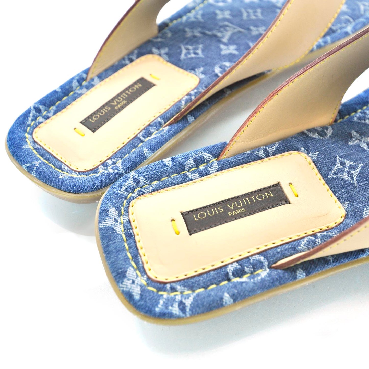 Vachetta Denim Monogram Thong Sandals 41