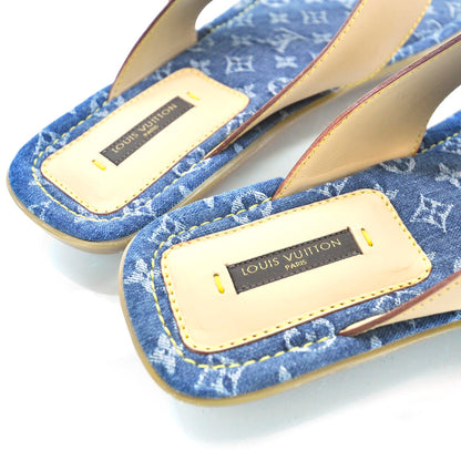Louis Vuitton Vachetta Denim Monogram Thong Sandals 41 5 of 6