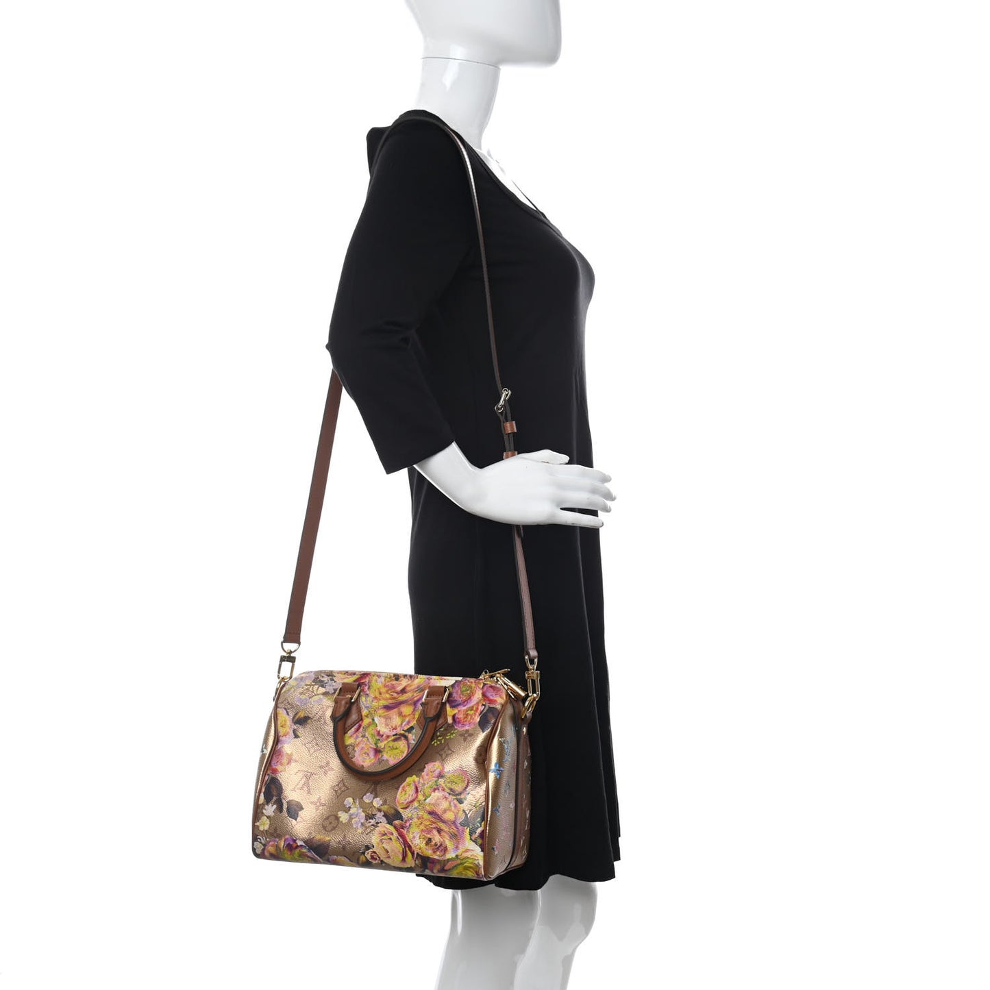Metallic Monogram LV Garden Speedy Bandouliere 25 Gold