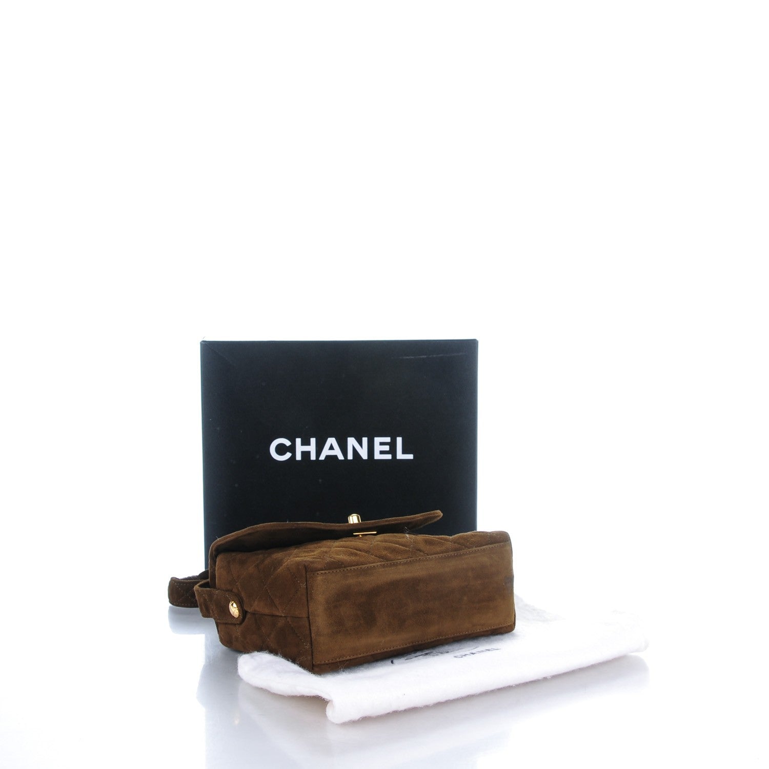 Chanel Suede Quilted Shoulder Bag Brown 4 of 9