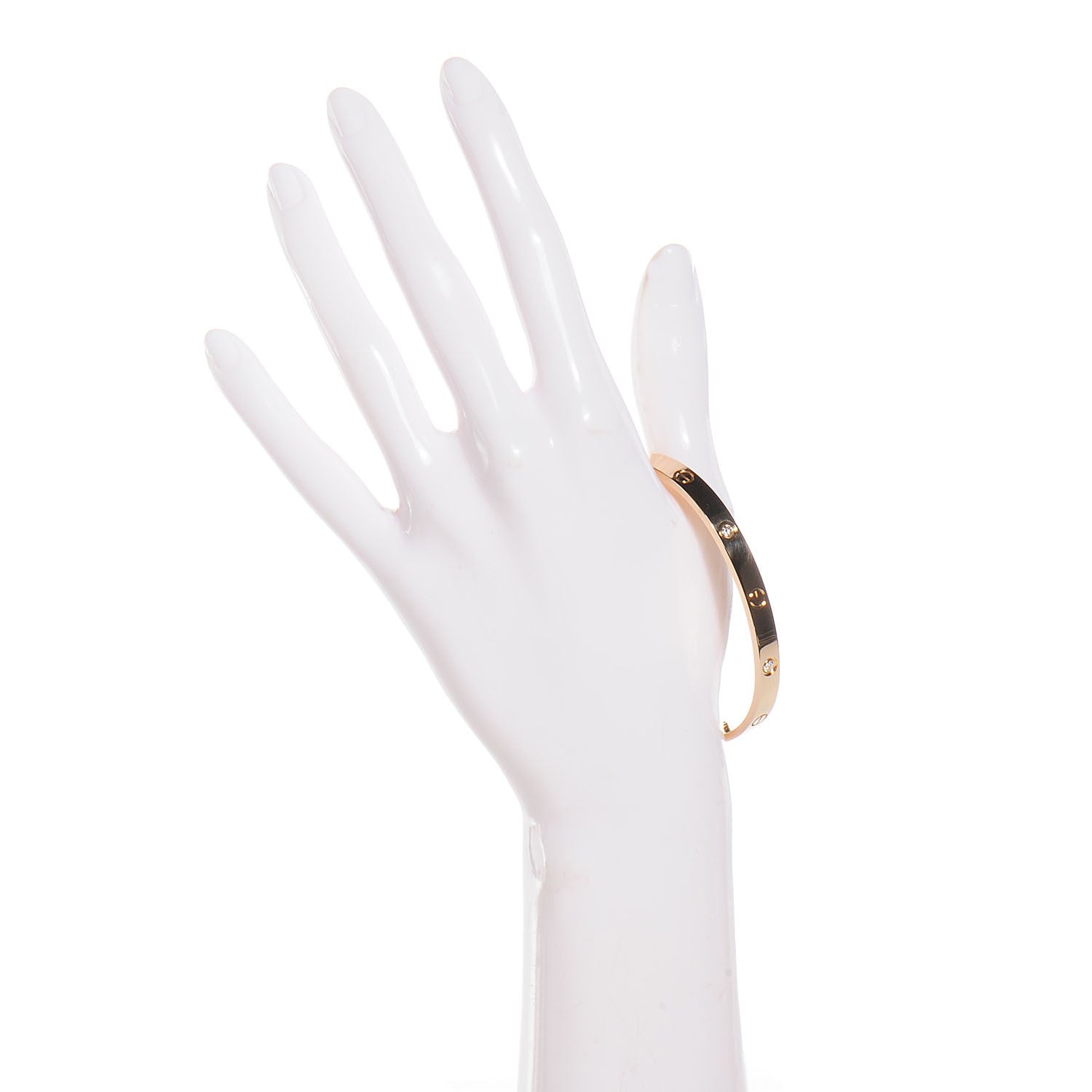 Cartier 18K Yellow Gold 4 Diamond LOVE Bracelet 19 2 of 6
