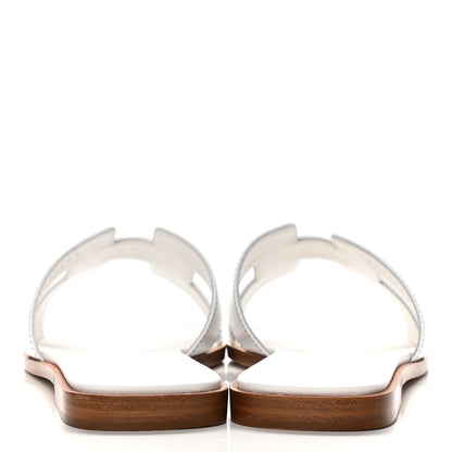Hermes Box Calfskin Oran Sandals 37 White 6 of 11