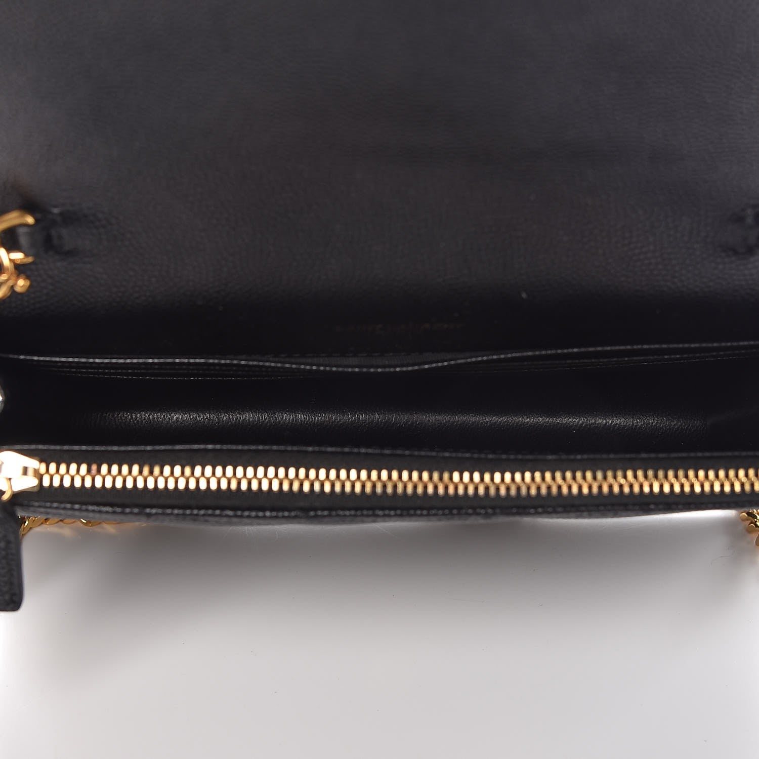 Saint Laurent Grain De Poudre Matelasse Chevron Monogram Envelope Chain Wallet Black 5 of 9