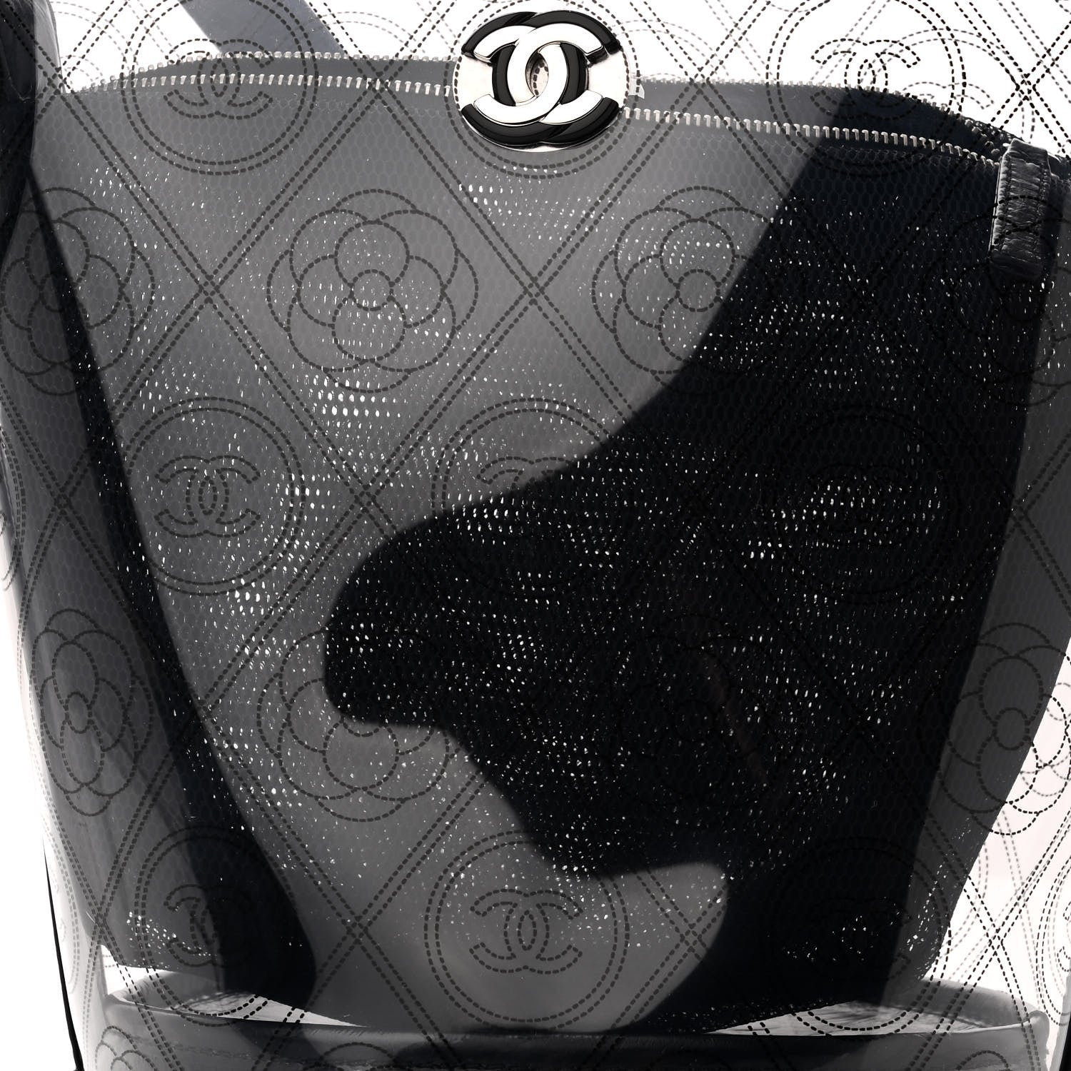Chanel Crumpled Calfskin PVC Bucket Bag Black 9 of 11