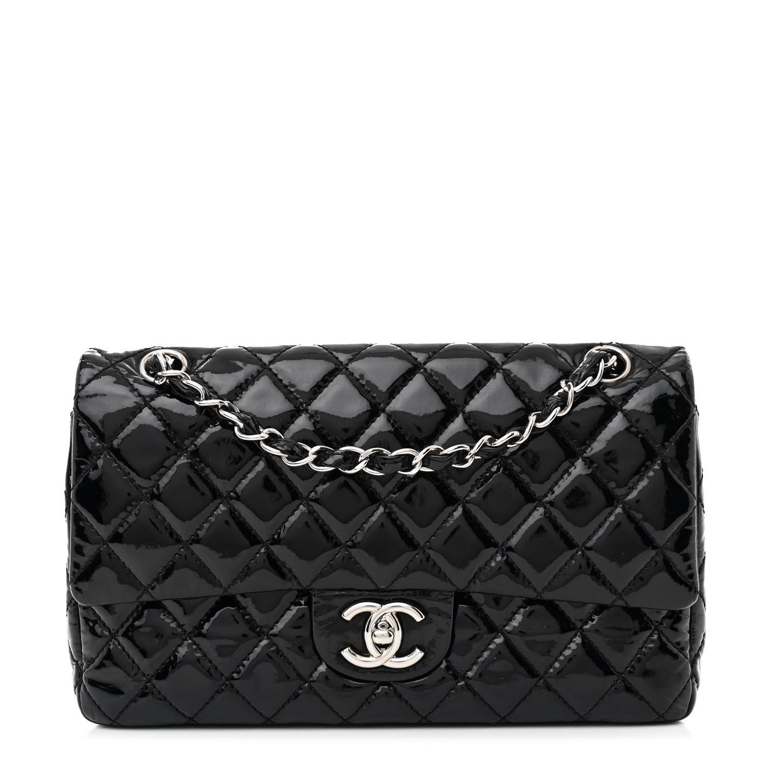 Chanel Patent Quilted Medium Double Flap Black 1 of 11