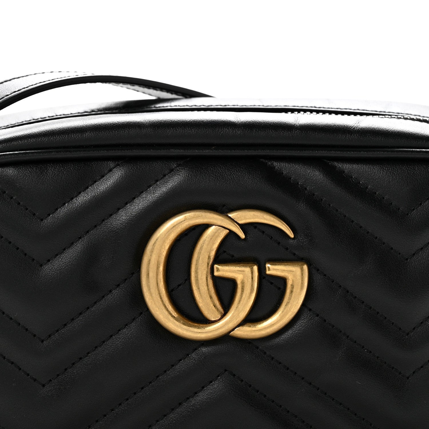 Gucci Calfskin Matelasse Small GG Marmont Chain Shoulder Bag Black 8 of 11