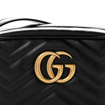 Gucci Calfskin Matelasse Small GG Marmont Chain Shoulder Bag Black 8 of 11