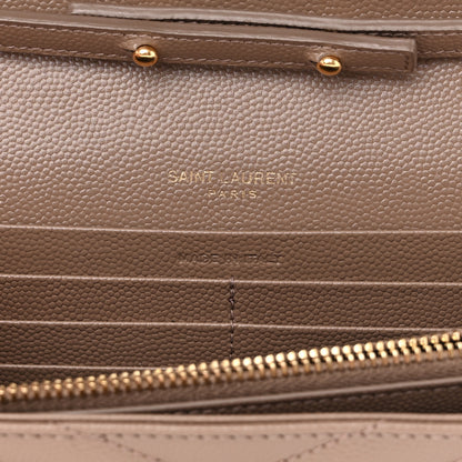 Saint Laurent Grain De Poudre Matelasse Chevron Monogram Chain Wallet Taupe 7 of 14