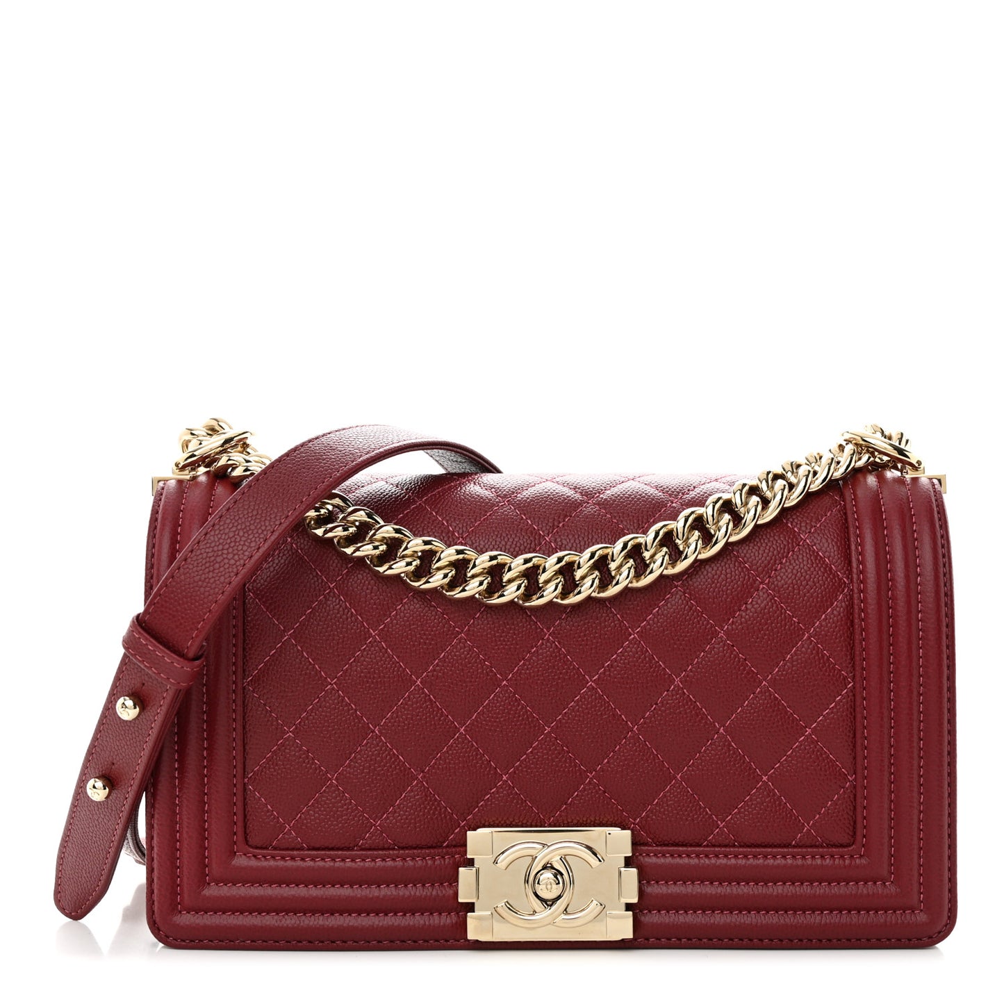 Caviar Quilted Medium Boy Flap Dark Red