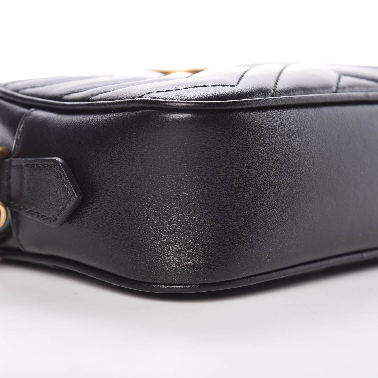 Gucci Calfskin Matelasse Mini GG Marmont Chain Shoulder Bag Black 5 of 9