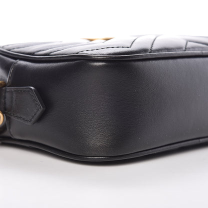 Gucci Calfskin Matelasse Mini GG Marmont Chain Shoulder Bag Black 5 of 9