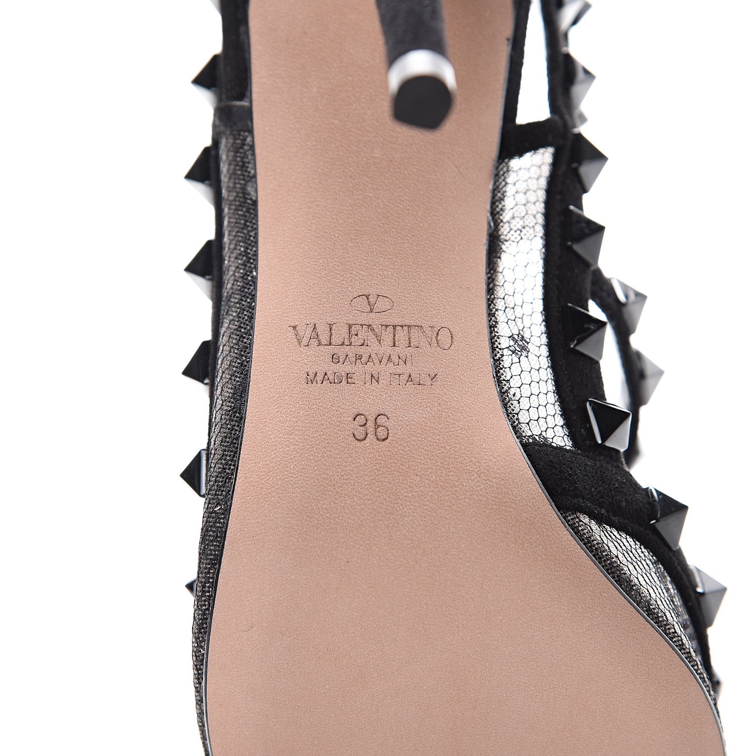 Valentino Garavani Mesh Point d'Esprit Suede Rockstud Ankle Strap 100mm Pumps 36 Black 7 of 9