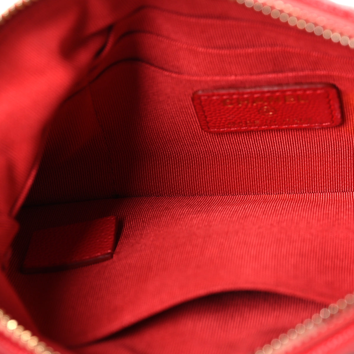 Shiny Caviar Quilted Cosmetic Case Red