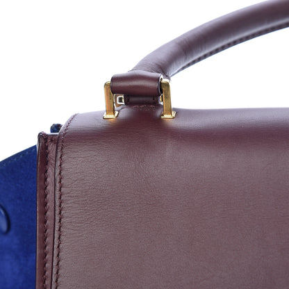 Celine Smooth Calfskin Suede Medium Bi-Color Trapeze Burgundy 12 of 17