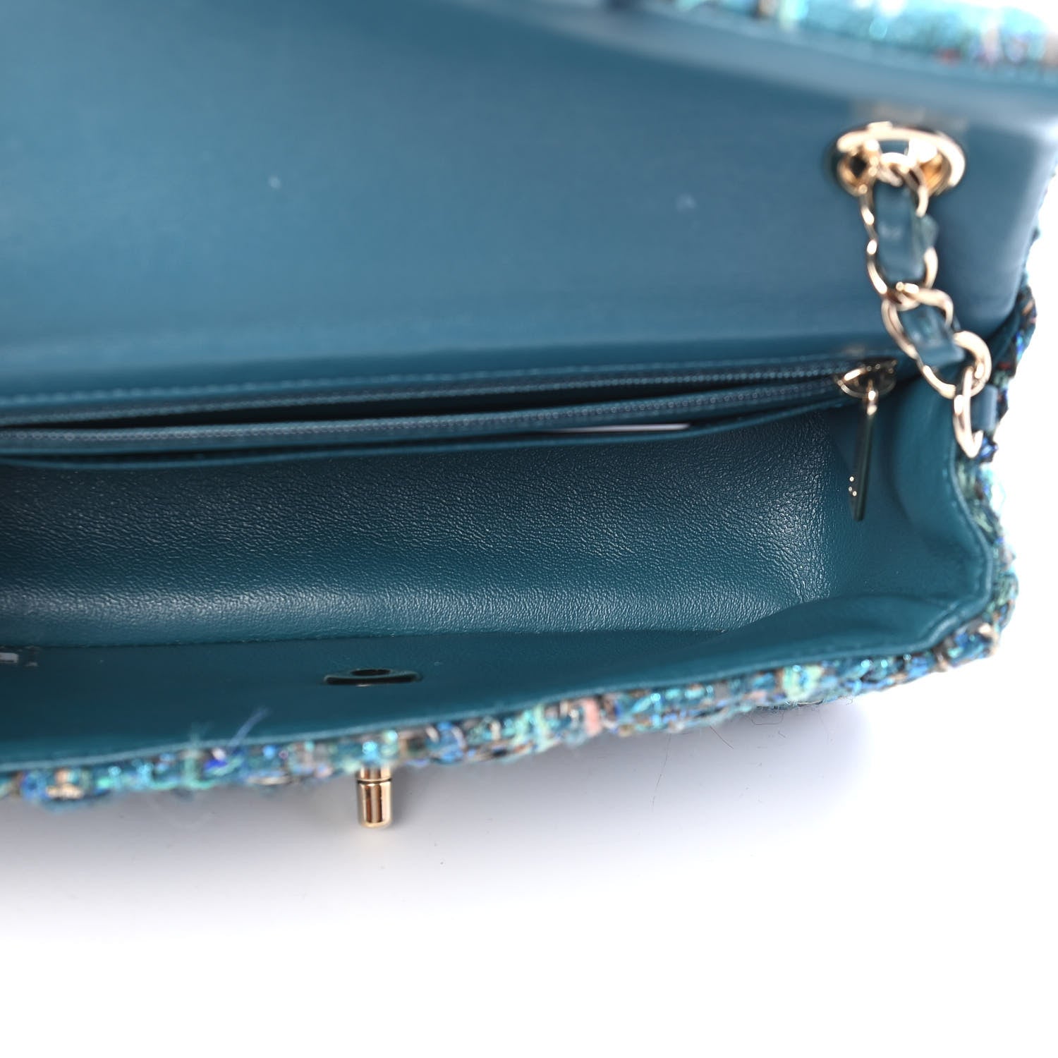 Chanel Tweed Quilted Egyptian Mini Rectangular Flap Turquoise 5 of 9