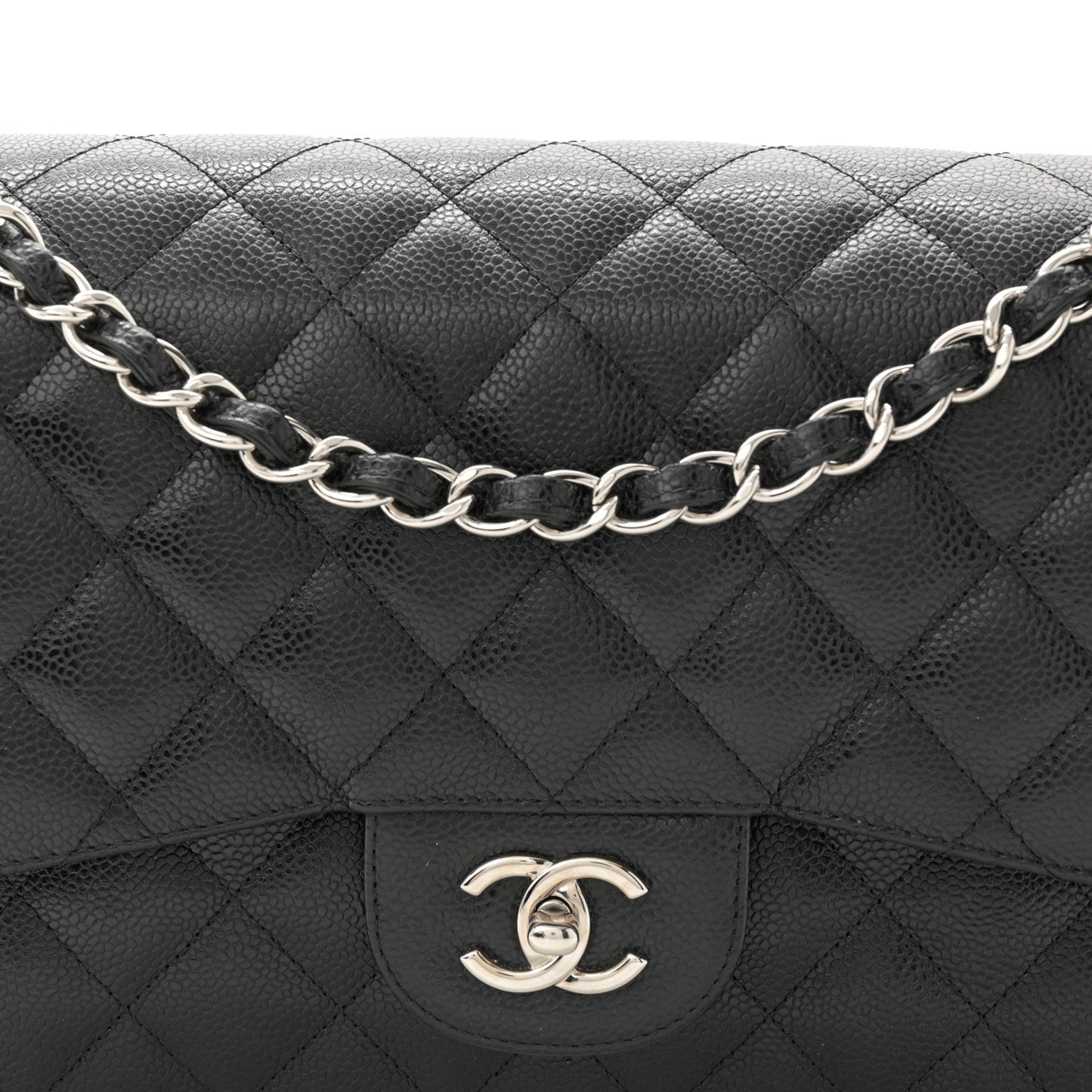 Caviar Quilted Jumbo Double Flap Black