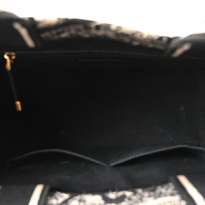 Christian Dior Canvas Calfskin Embroidered Small Plan De Paris Book Tote With Strap Black White 5 of 11