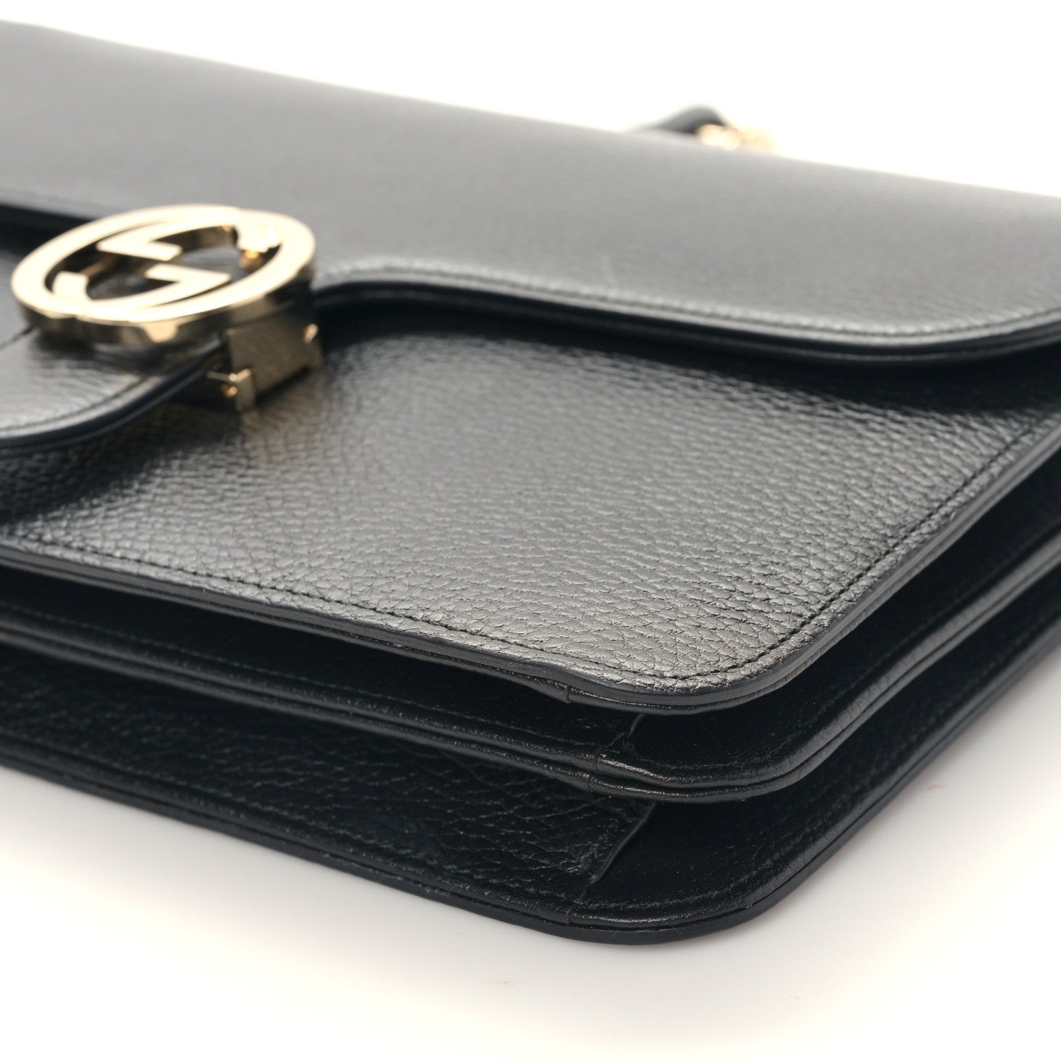 Gucci Dollar Calfskin Interlocking G Shoulder Bag Black 9 of 9
