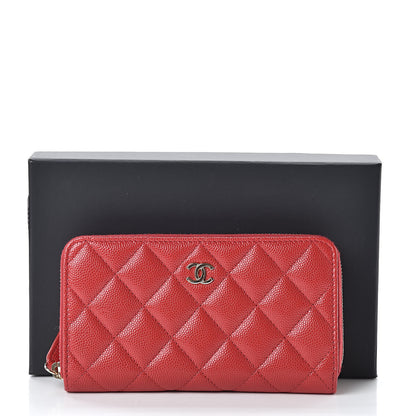 Chanel Caviar Quilted Medium Zip Around Wallet Red 9 of 9
